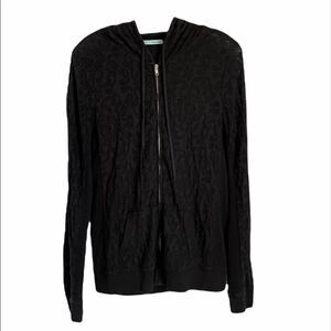 Maurices Semi Sheer Black Paisley Zip Up Sweater M
